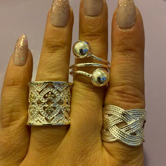 NEW!💙💎💍BUNDLE! 3 SILVER PLATED RINGS!💍💎💙ADJUSTABLE!💙💎GRATEFUL💙MAKER💎💙 - Picture 2 of 7